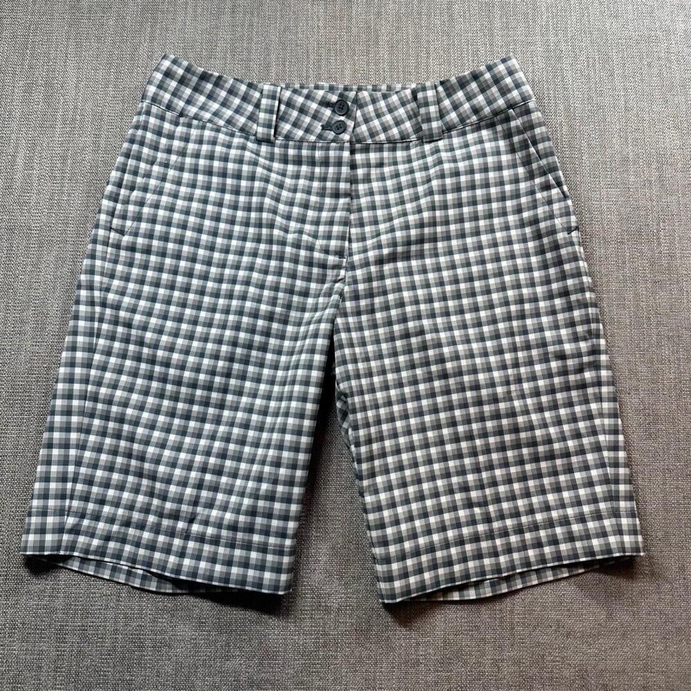 Nike Golf Shorts Men‎ 6 Grey Gingham Dri-FIT Plaid Performance Excellent